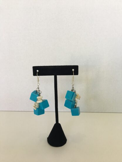 Blue blocks dangling earrings by Gungun