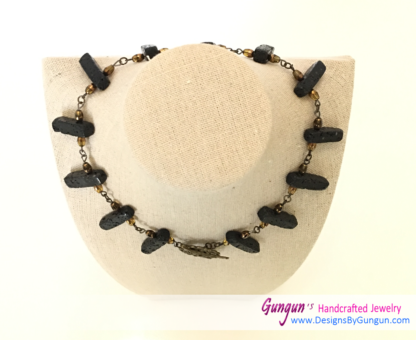 Black Lava Rocks Choker with Earrings