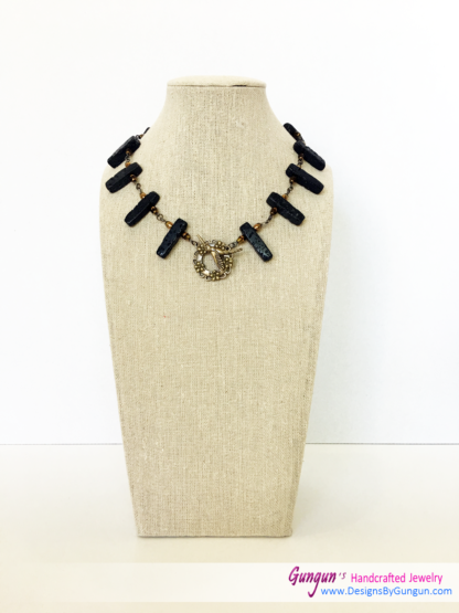 Black Lava Rocks Choker with Earrings