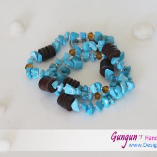 Turquoise Chips and Wood Bracelet